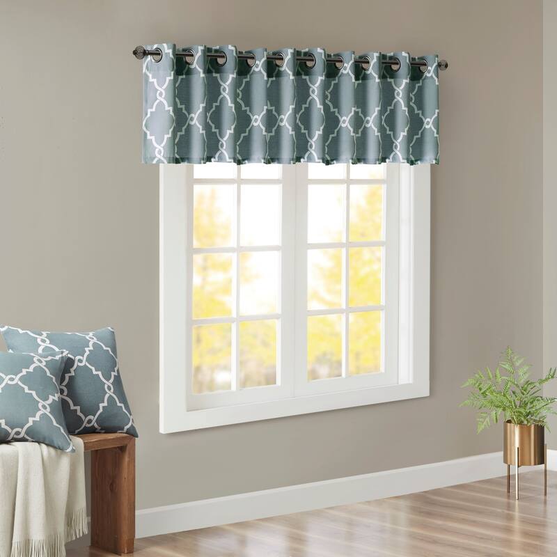 Madison Park Westmont Fretwork Print Grommet Window Valance - 50x18"