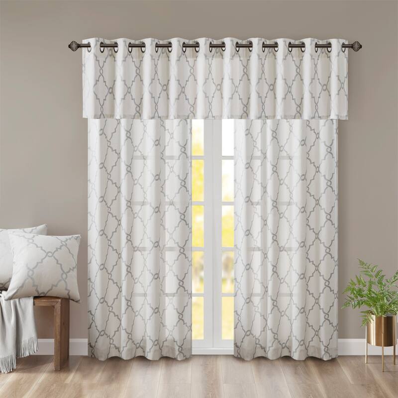 Madison Park Westmont Fretwork Print Grommet Window Valance - 50x18"