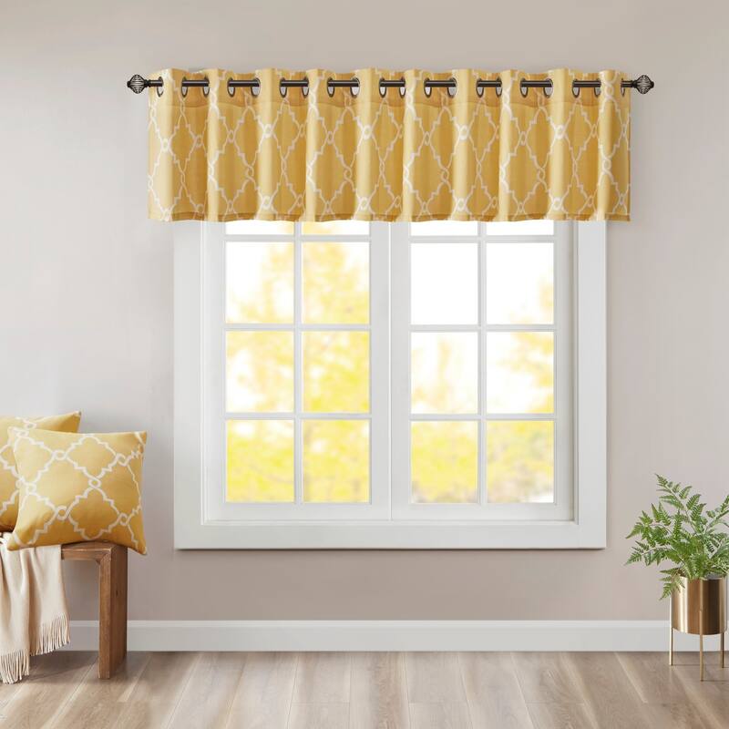Madison Park Westmont Fretwork Print Grommet Window Valance - 50x18"