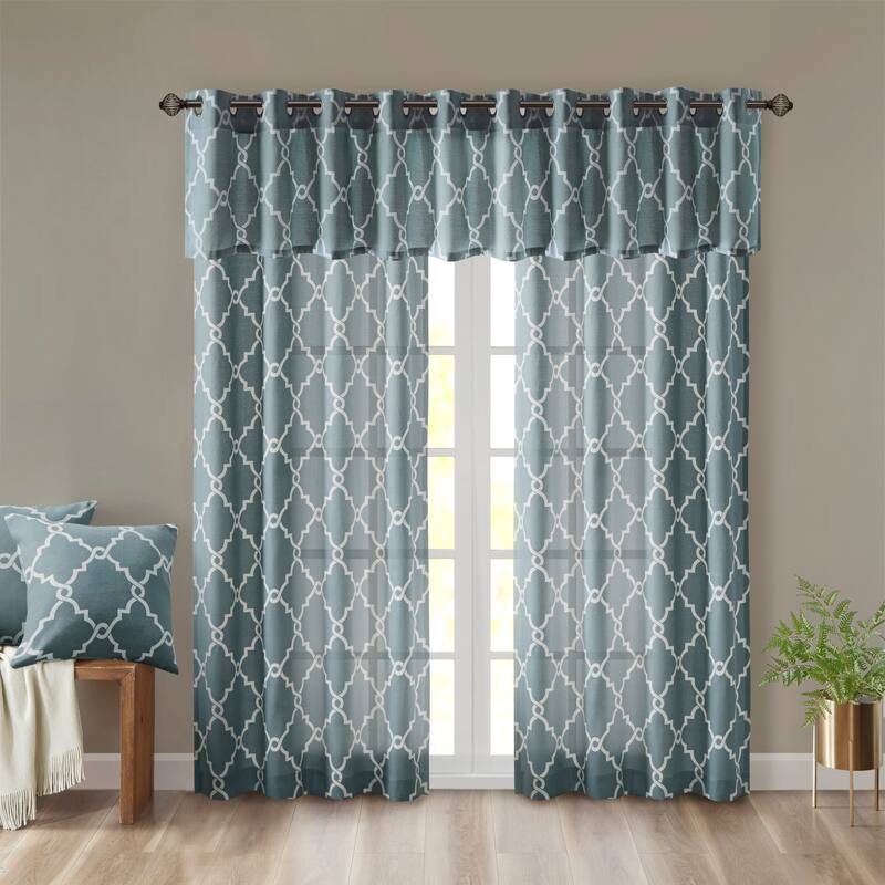 Madison Park Westmont Fretwork Print Grommet Window Valance - 50x18"