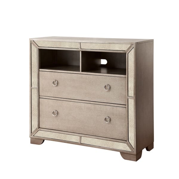 slide 1 of 4, Furniture of America Gevi Modern 46-inch Silver Solid Wood Media Chest