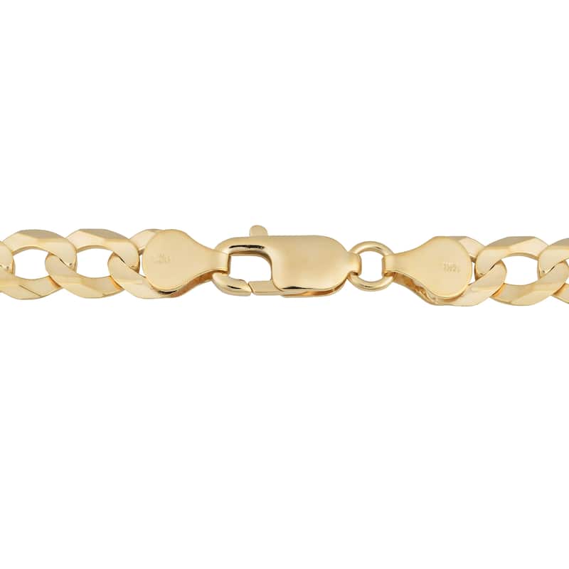 Fremada Men's 14k Yellow Gold Solid Curb Link Necklace