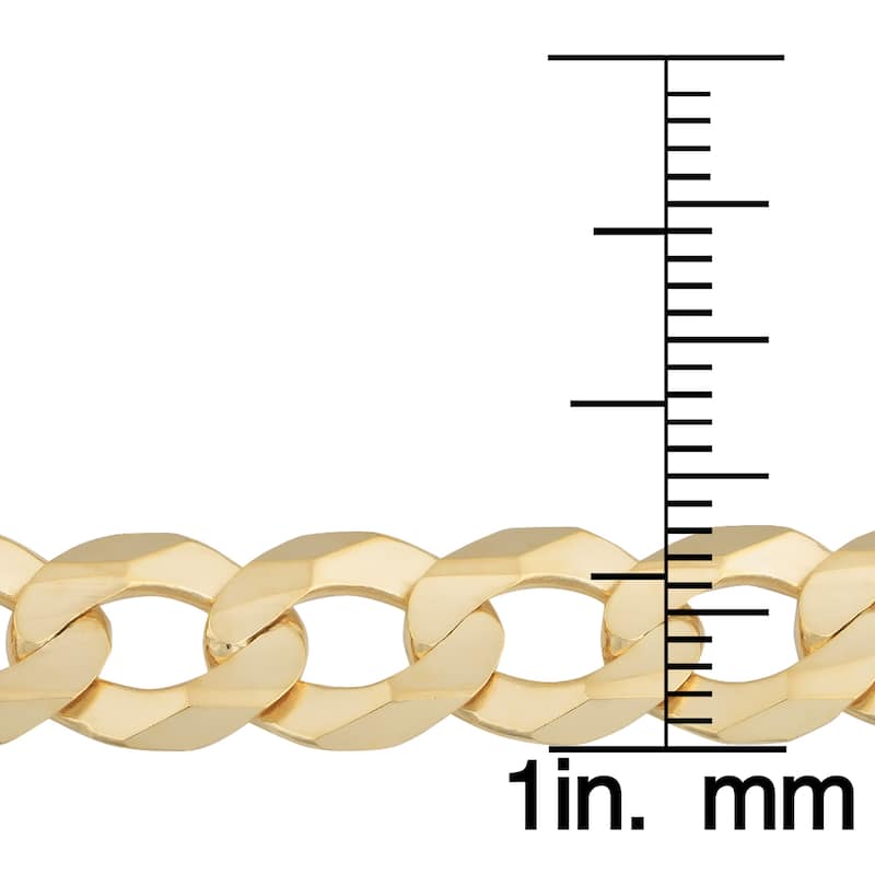 Fremada Men's 14k Yellow Gold Solid Curb Link Necklace