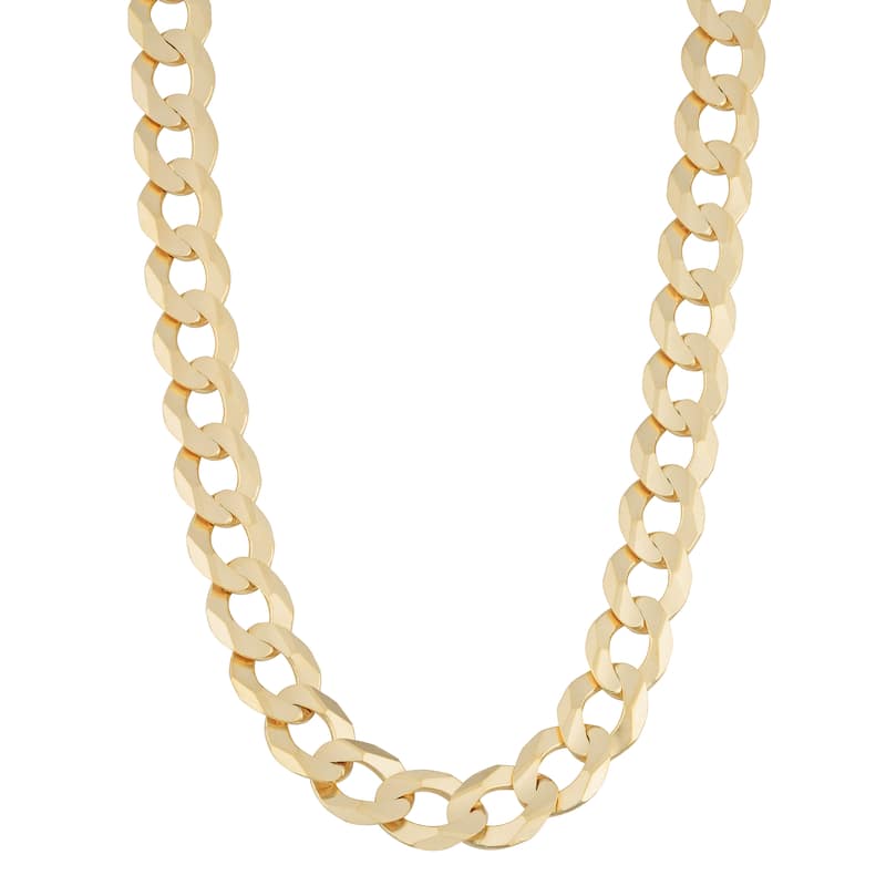 Fremada Men's 14k Yellow Gold Solid Curb Link Necklace - 22 Inches - 22 Inch