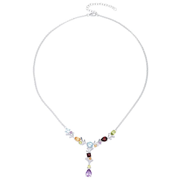 Shop Sterling Silver Multi-gemstone Y Necklace - Overstock - 10576024