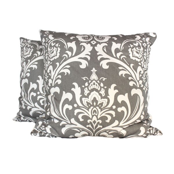 Royal Damask Grey Throw Pillow (Set of 2) Overstock 10576050