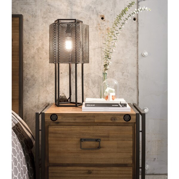 industrial nightstand with drawer