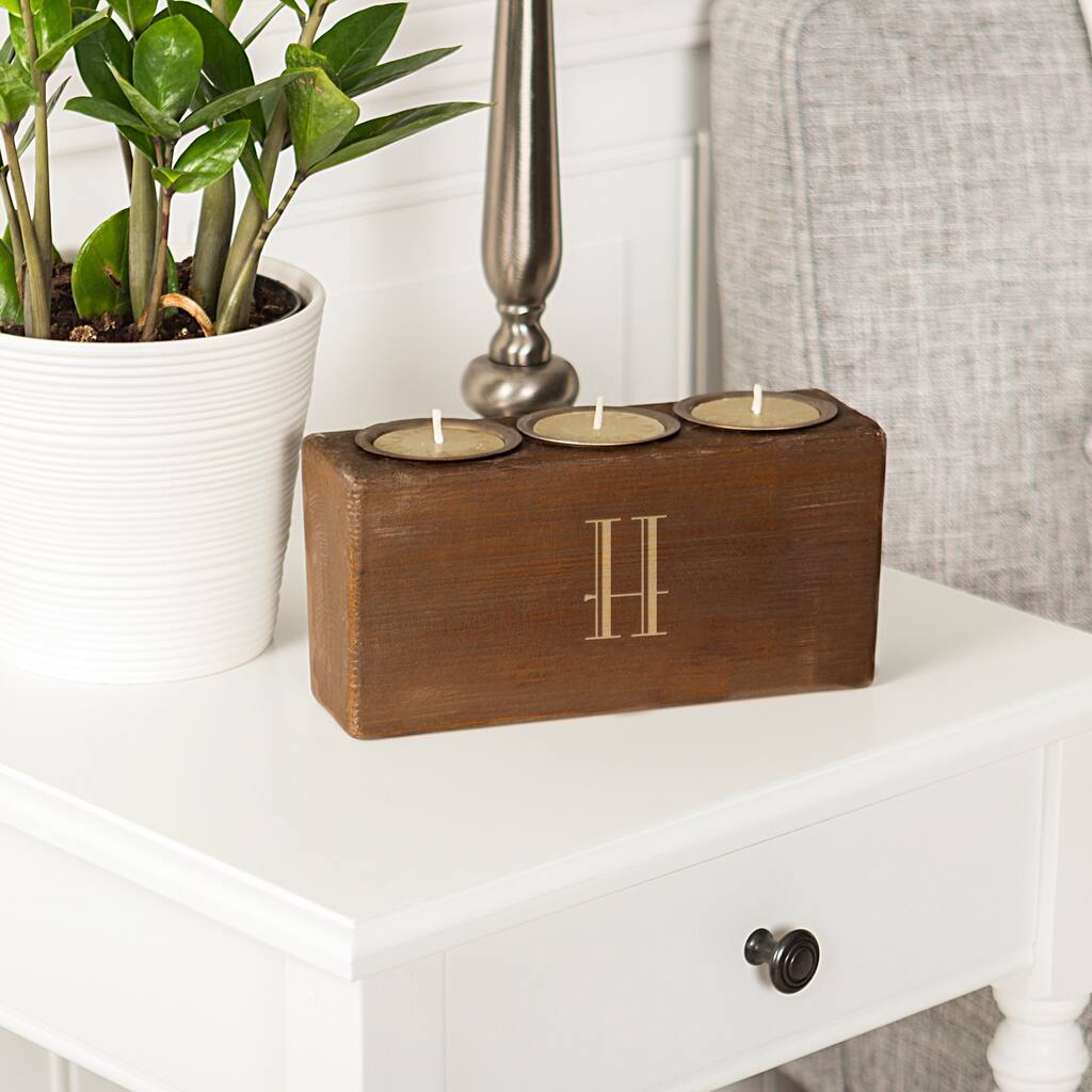 Personalized Rustic Wood Sugar Mold Candle Holder