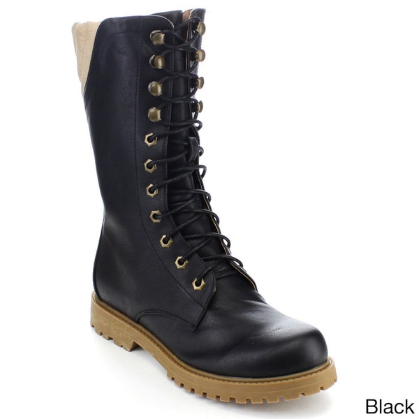 NEW Women/'s Fashion Shoes Mid Calf Military Combat Boots Studded Black Brown
