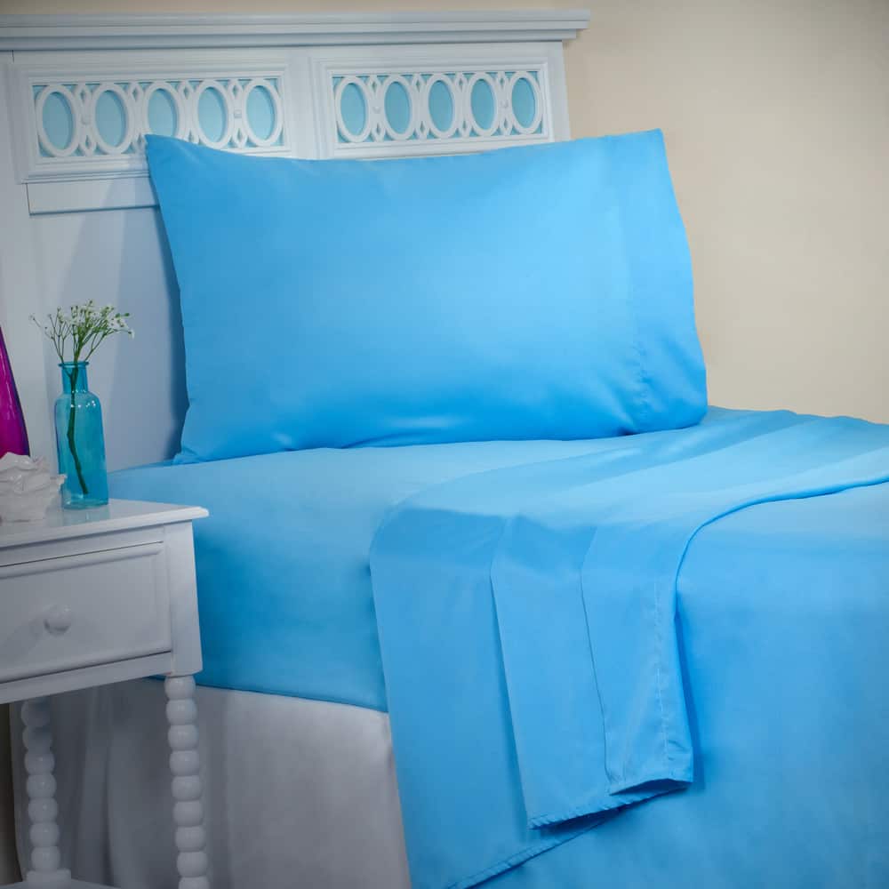 Brushed Microfiber Sheet Set- 3 Piece Bed Linens-Fitted & Flat Sheets, Pillowcase by Windsor Home (Twin XL, Light Blue)