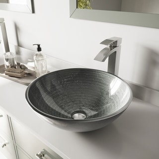 VIGO Giovanni 17"L x 17"W Glass Vessel Sink and Duris 12"H Faucet Set