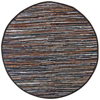 Leather Round Oval Square Area Rugs For Less Brown Matador Leather Chindi 3 X3 Round Rug