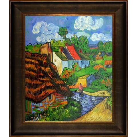 Vincent Van Gogh 'Houses in Auvers 2' Hand Painted Framed Canvas Art