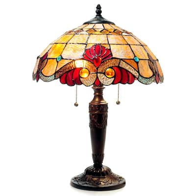 Tiffany Style Victorian Design 2-light Bronze Table Lamp