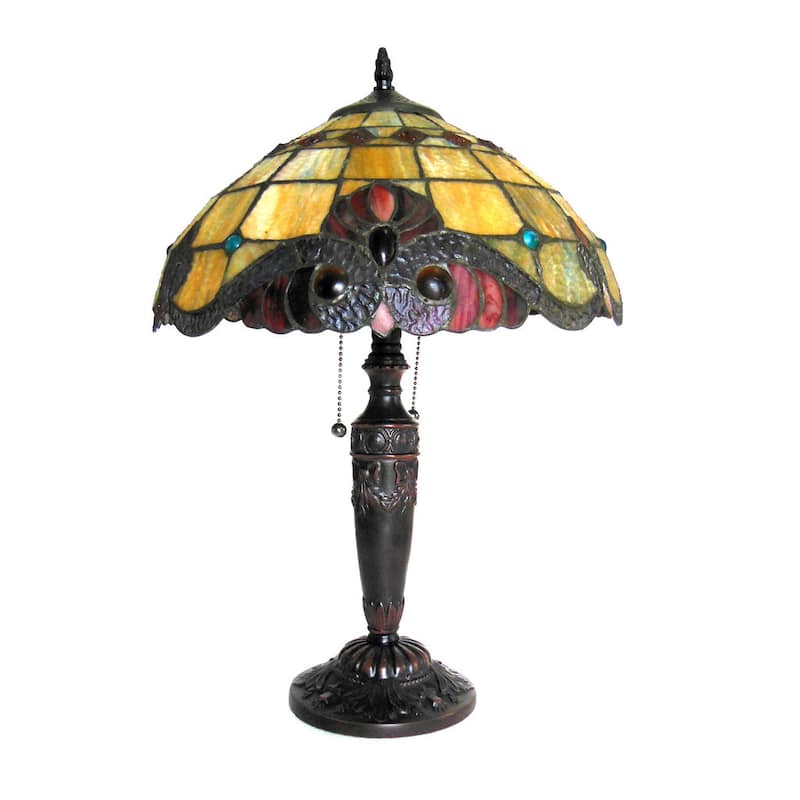 Tiffany Style Victorian Design 2-light Bronze Table Lamp