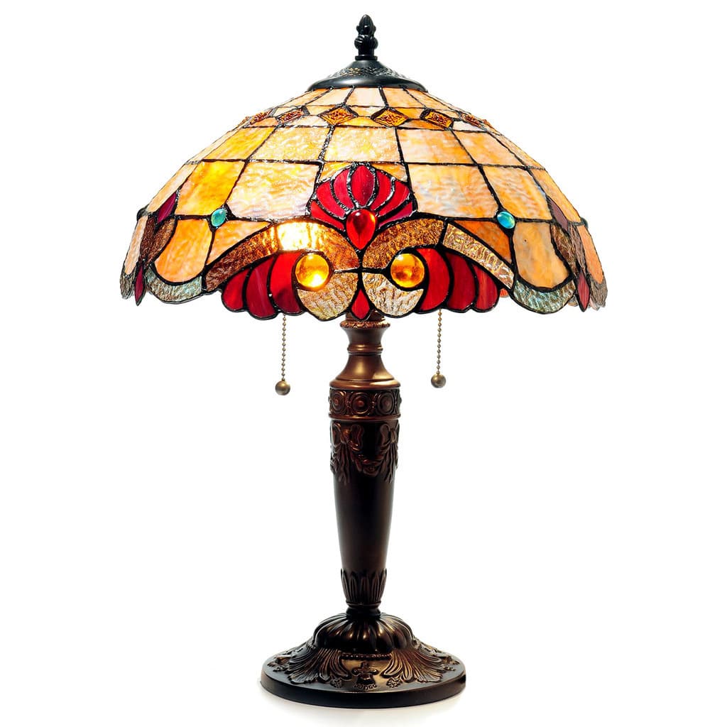 Tiffany Style Victorian Design 2-light Bronze Table Lamp