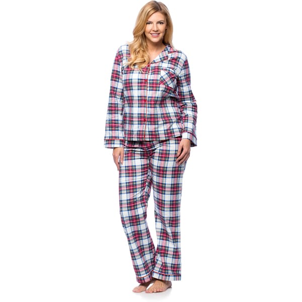 Shop White Mark Women's Plus Size Plaid Flannel Slim-Fit Pajama Set ...