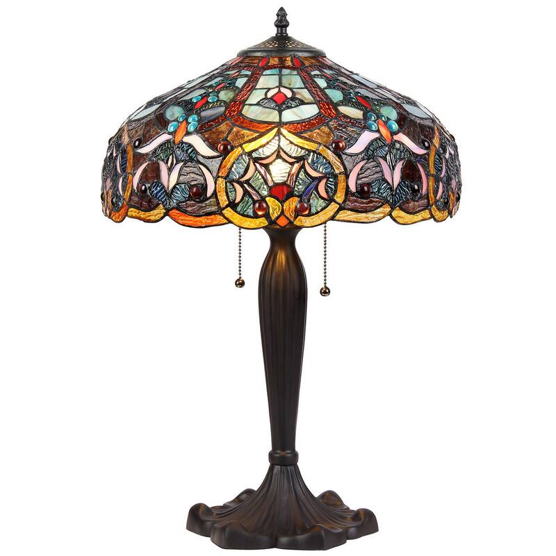 Tiffany Style Victorian Design 2-light Bronze Table Lamp