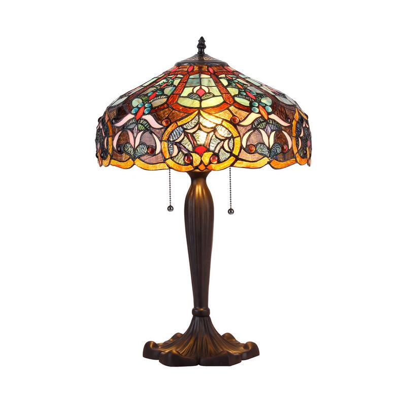 Tiffany Style Victorian Design 2-light Bronze Table Lamp