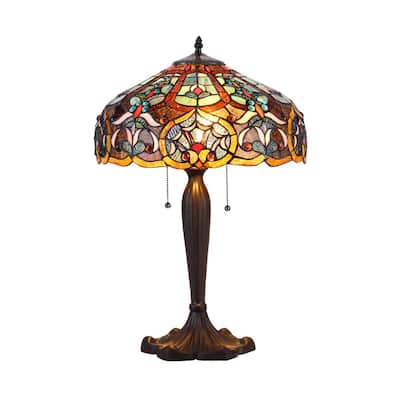 Tiffany Style Victorian Design 2-light Bronze Table Lamp