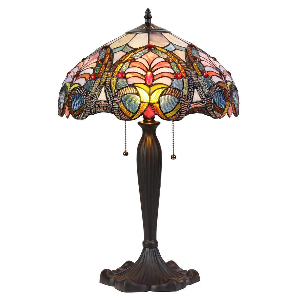 Tiffany Style Victorian Design 2-light Bronze Table Lamp