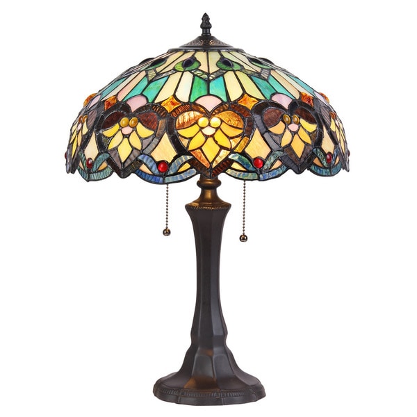 Chloe Tiffany Style Victorian Design 2-light Bronze Table Lamp