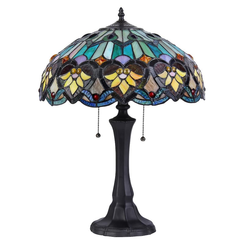 Tiffany Style Victorian Design 2-light Bronze Table Lamp