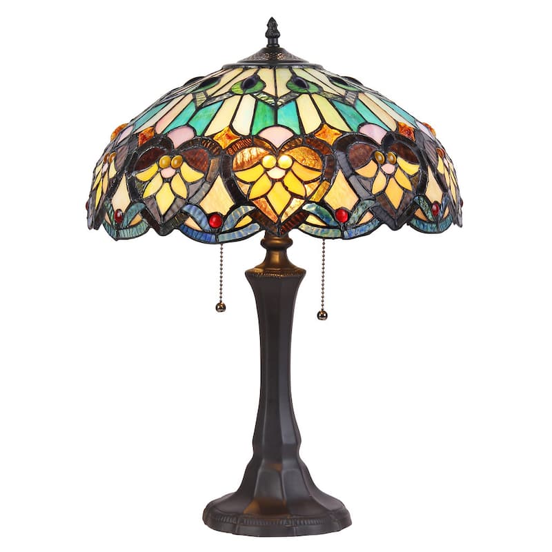 Tiffany Style Victorian Design 2-light Bronze Table Lamp