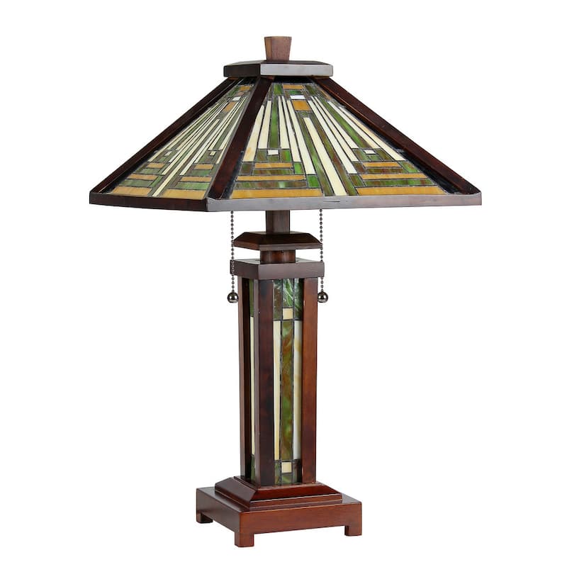 Chloe Tiffany Style Mission Design Double Lit 2+1-light Bronze Table Lamp
