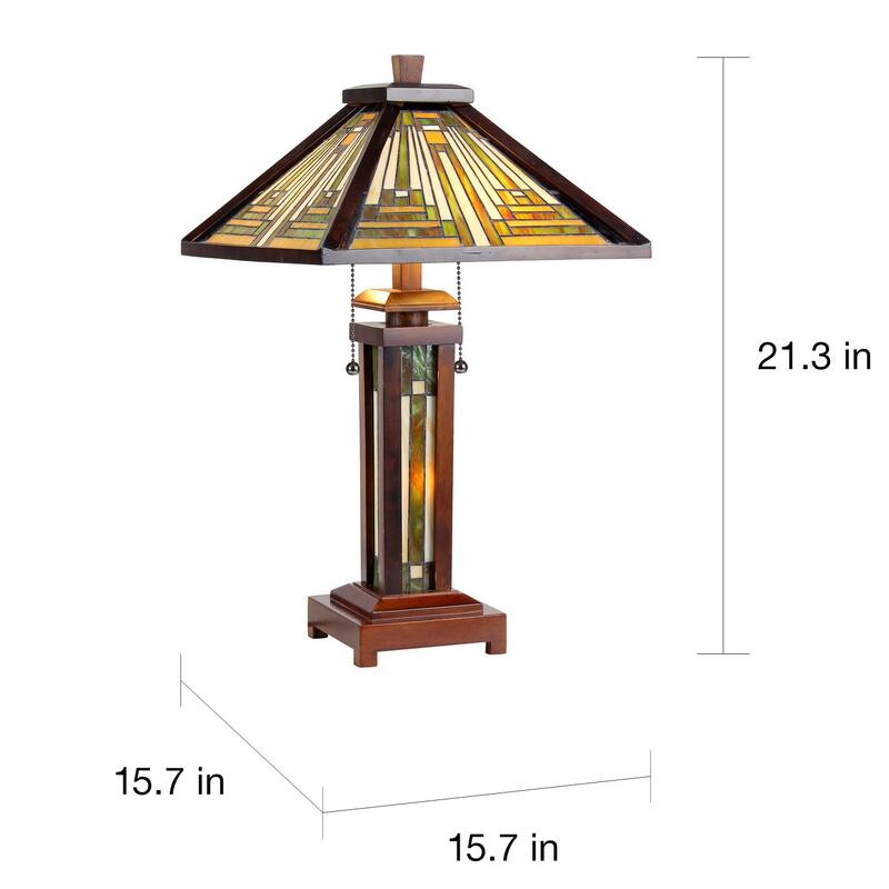 Chloe Tiffany Style Mission Design Double Lit 2+1-light Bronze Table Lamp