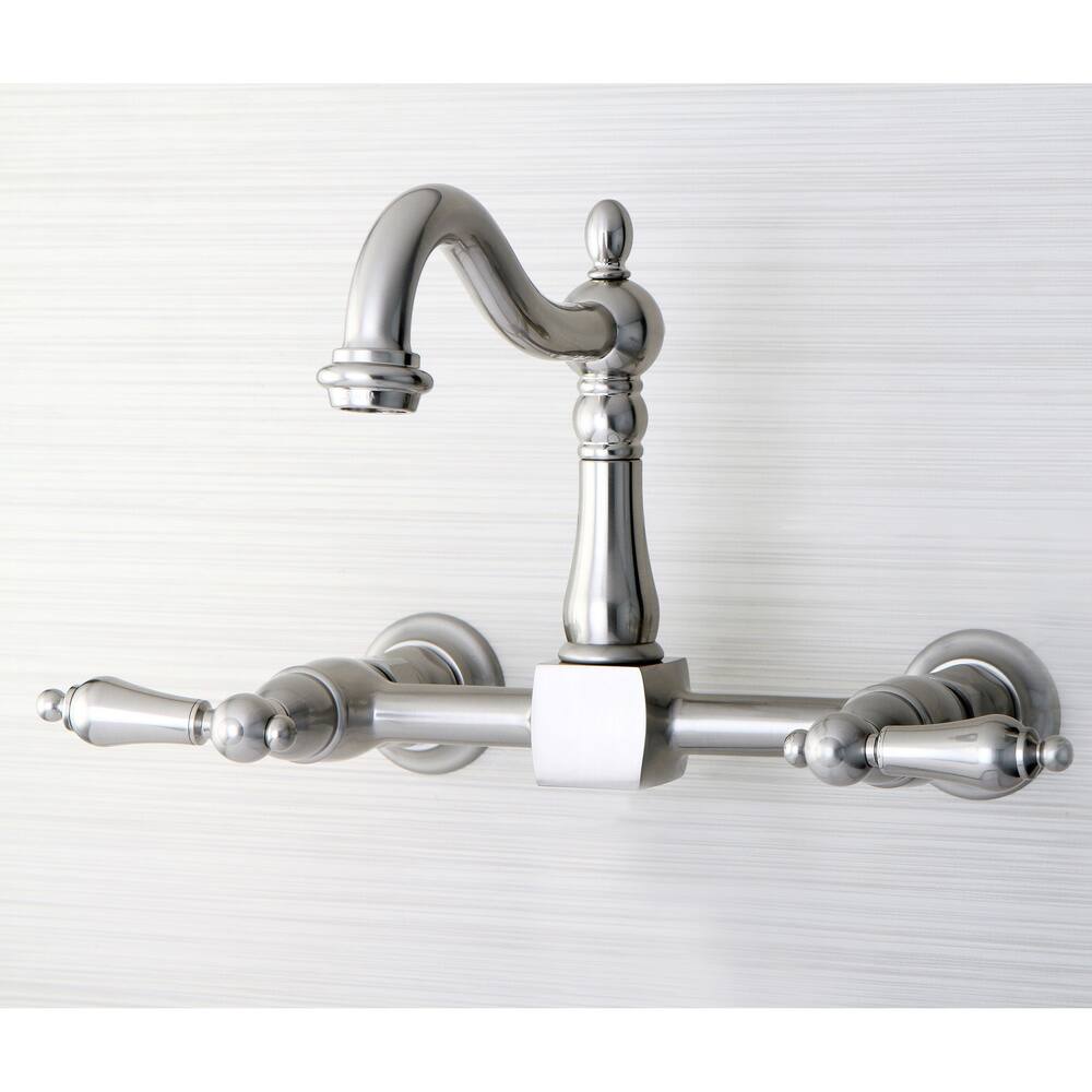 Victorian Wallmount Satin NIckel Kitchen Faucet