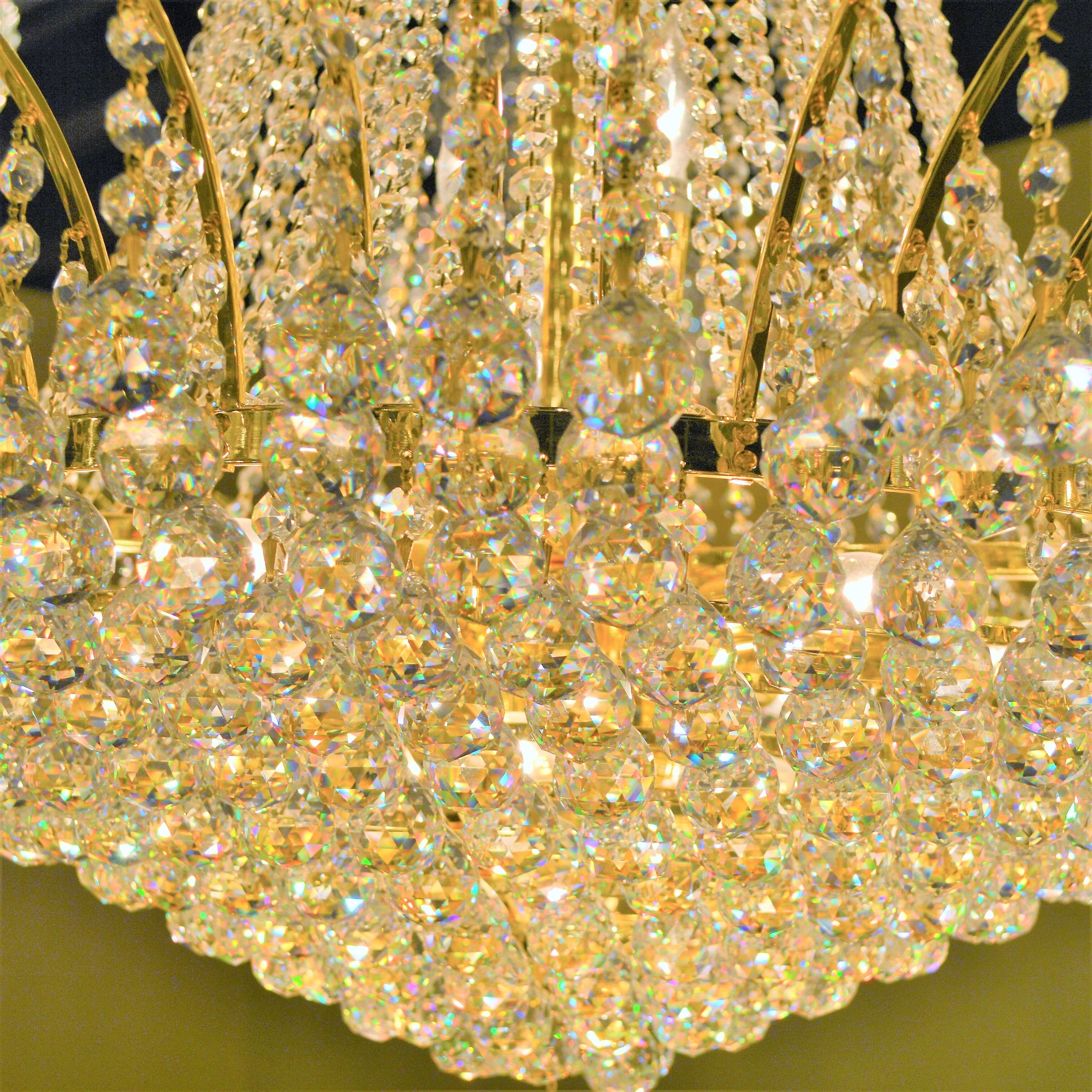 French Empire 11 Light Gold Finish Crystal Chandelier Large 24 in D x 24 in H (11 Light Chandelier) - Chandeliers For Bedrooms by Overstock.com