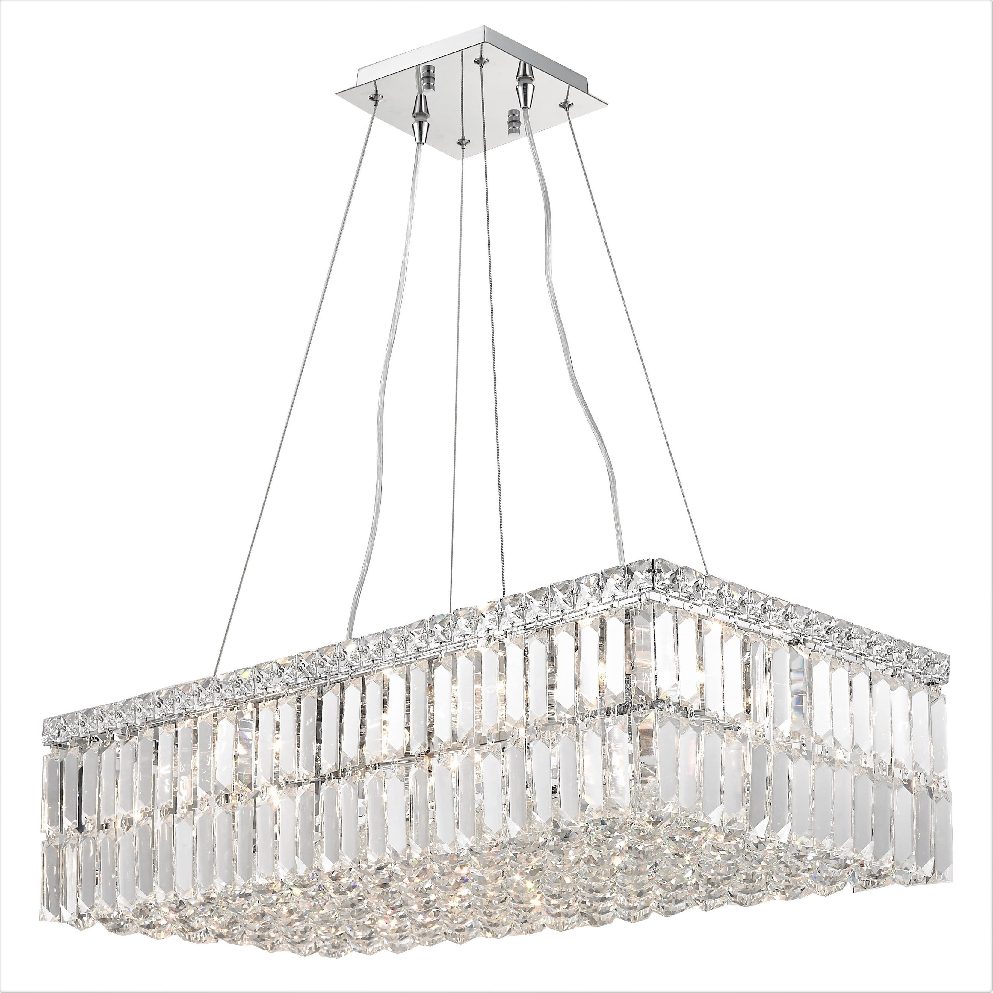 Modern Art Deco Style 16 Light Chrome Finish Clear Crystal Rectangle Chandelier 28" L (16 Light Chandelier) - Chandeliers For Bedrooms by Overstock.com