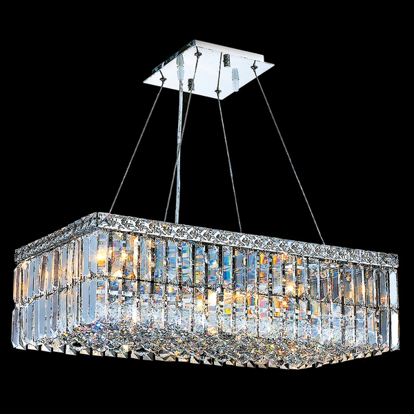 Modern Art Deco Style 6 Light Chrome Finish Clear Crystal Modern Art Deco Style 6 Light Chrome Finish Clear Crystal Rectangle 24 Inch Chandelier On Free Shipping Today 10578272