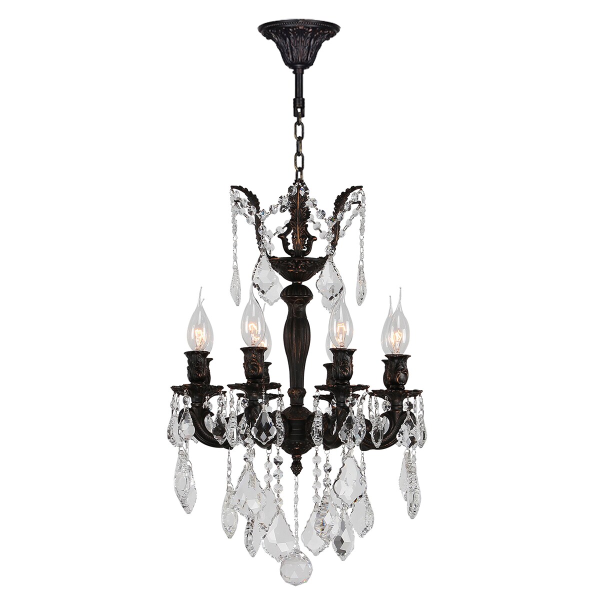 French Imperial Collection 8 Light Flemish Brass Finish and Clear Crystal Chandelier 16" x 23" - Gold (8 Light Chandelier) - Chandeliers For Bedrooms by Overstock.com