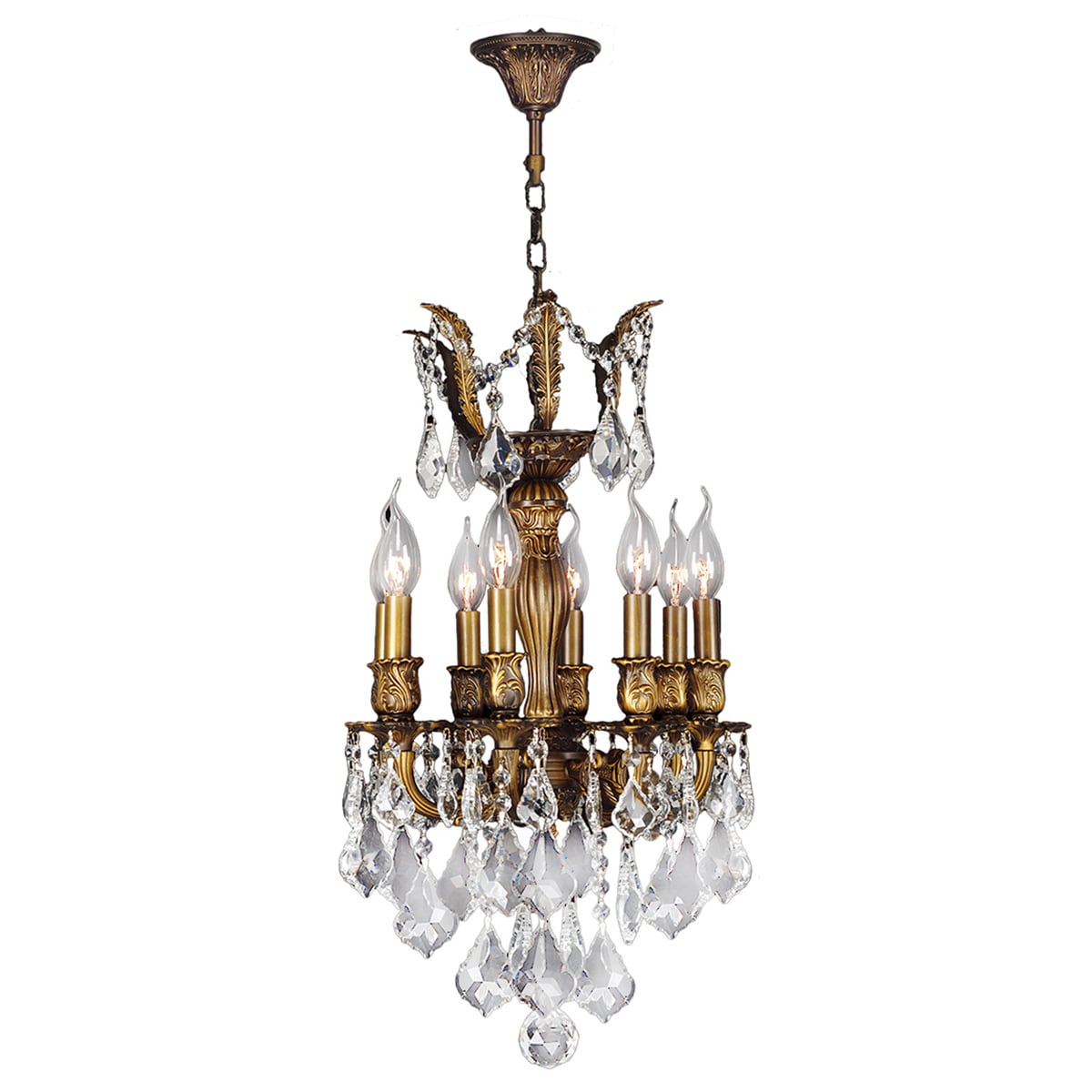 French Imperial Collection 5 light French Gold Finish and Golden Teak Crystal Chandelier 13 x 23 (5 Light Chandelier) - Chandeliers For Bedrooms by Overstock.com
