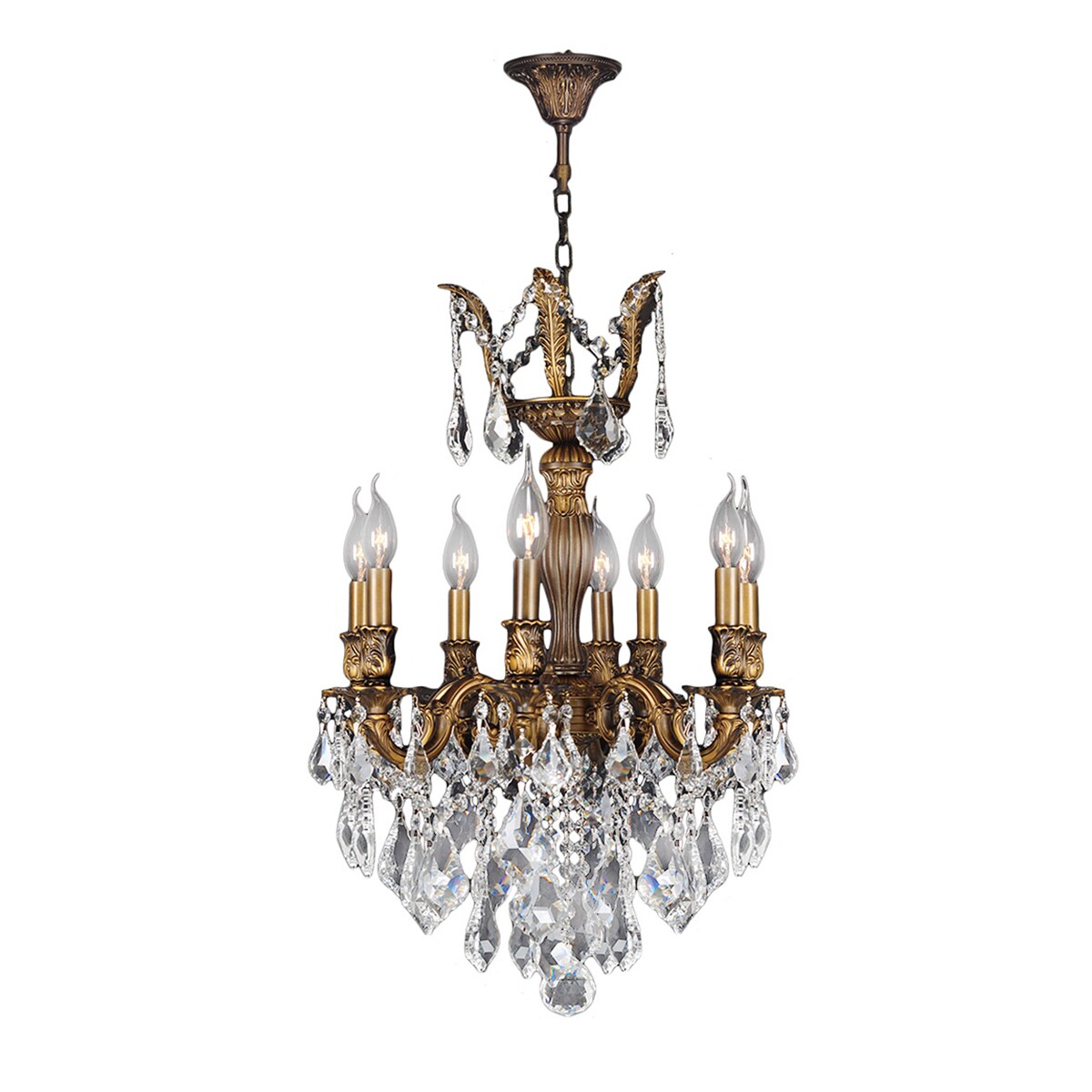 French Imperial Collection 6 Light Flemish Brass Finish and Clear Crystal Chandelier 19 x 25 (6 Light Chandelier) - Chandeliers For Bedrooms by Overstock.com