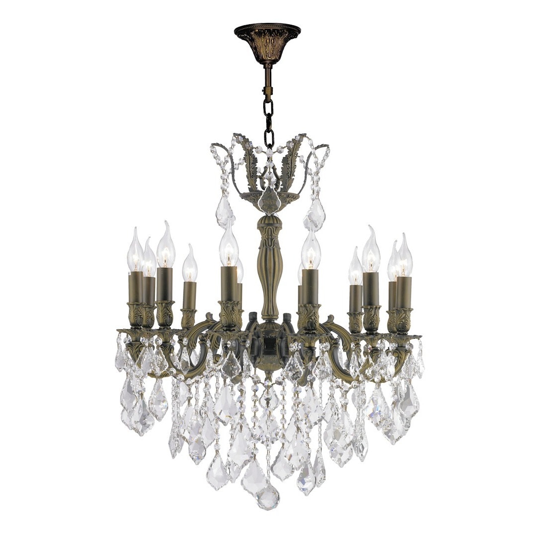 French Imperial Collection 12 Light Antique Bronze Finish and Clear Crystal Chandelier 24 x 27 (12 Light Chandelier) - Chandeliers For Bedrooms by Overstock.com