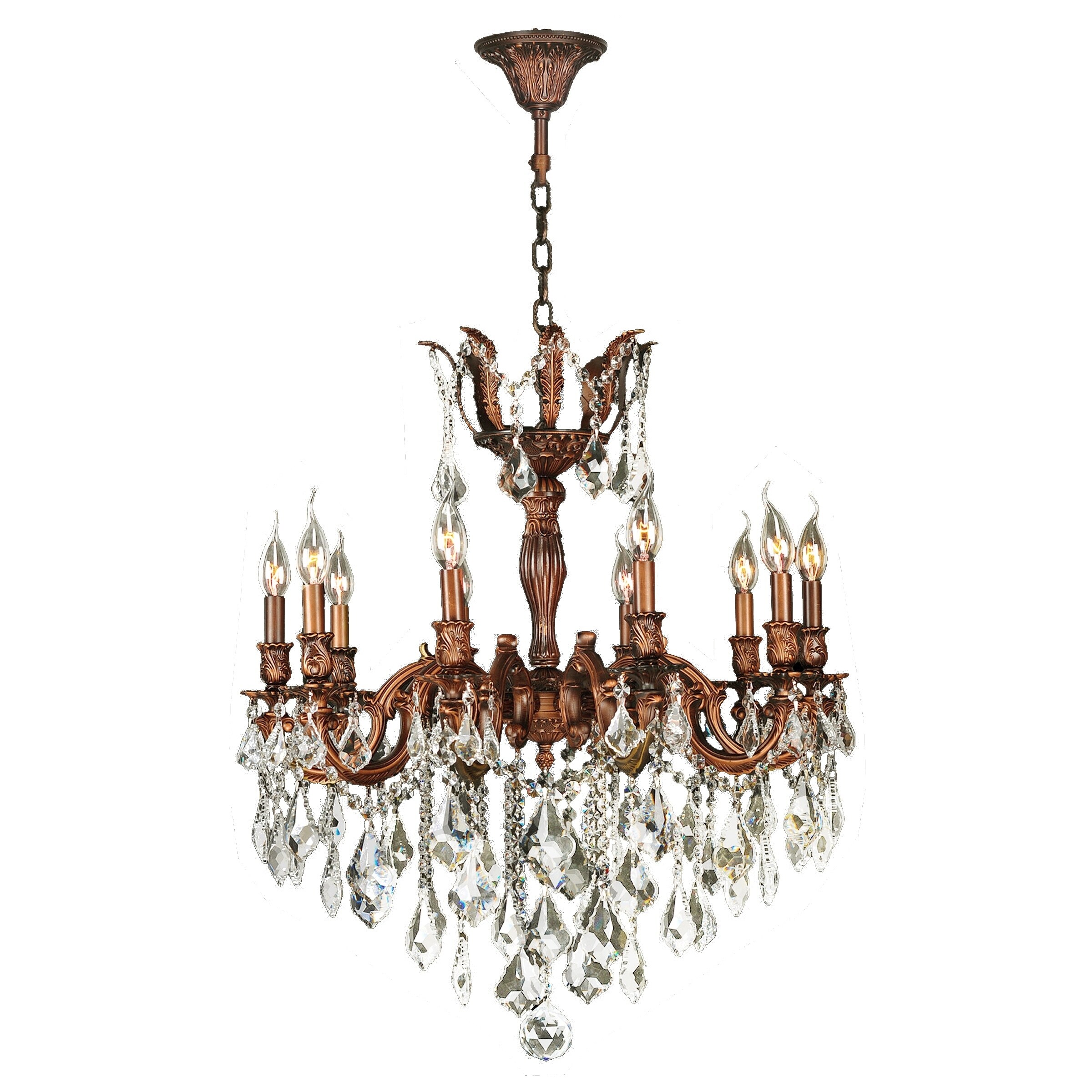 French Imperial Collection 10 light French Gold Finish and Clear Crystal Chandelier 26" x 29" (10 Light Chandelier) - Chandeliers For Bedrooms by Overstock.com