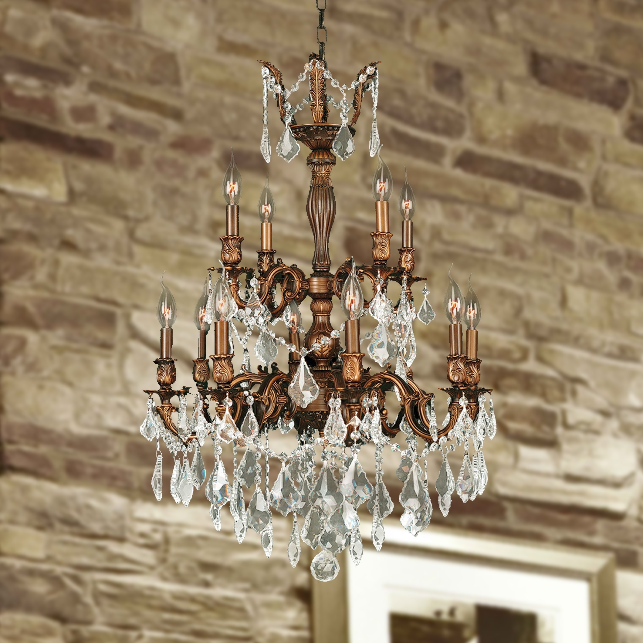 French Imperial 12 light 24 inch French Gold Finish Crystal Chandelier (12 Light Chandelier) - Chandeliers For Bedrooms by Overstock.com