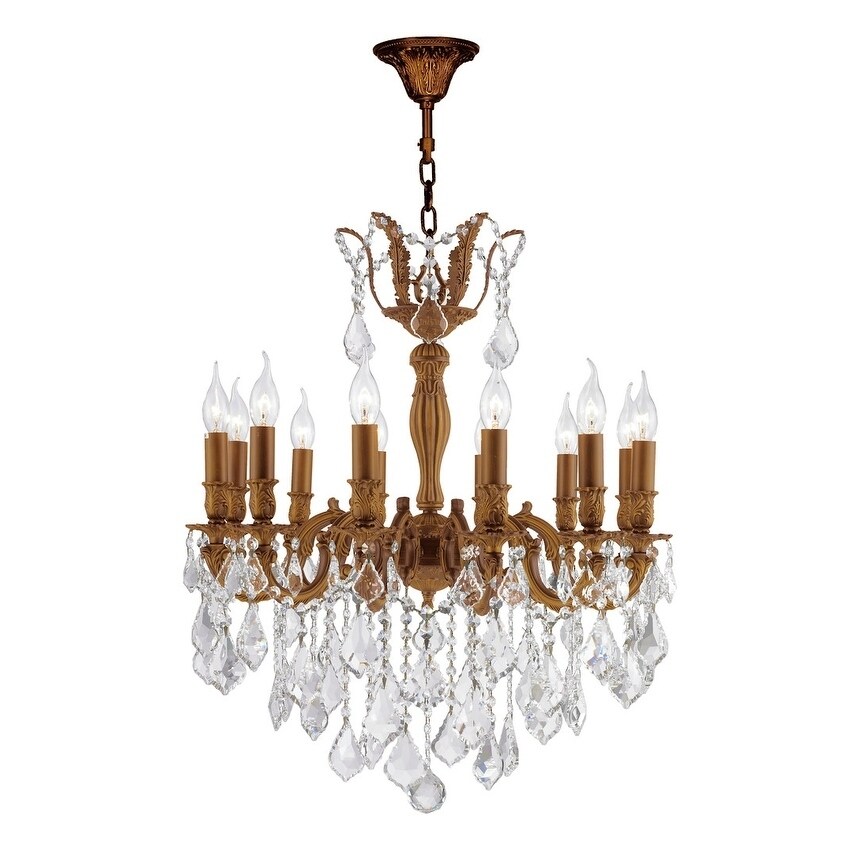 French Imperial Collection 12 light French Gold Finish and Clear Crystal Chandelier 24" x 27" (12 Light Chandelier) - Chandeliers For Bedrooms by Overstock.com