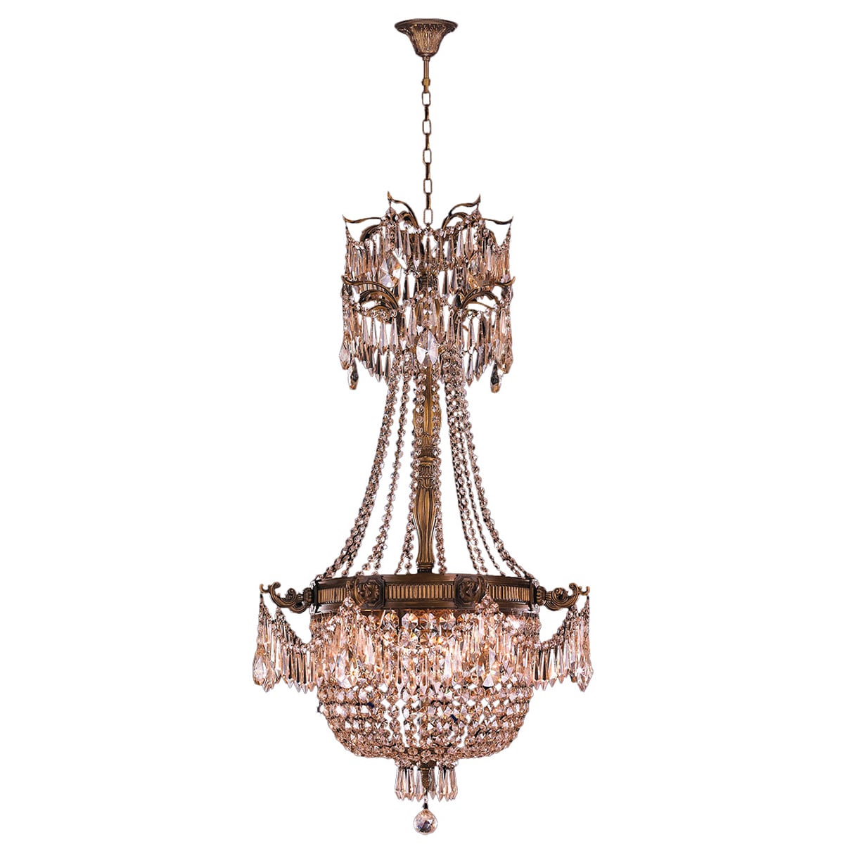 Regal Estate 4 Light Antique Bronze Finish and Golden Teak Crystal Chandelier 24" x 40" Large (4 Light Chandelier) - Chandeliers For Bedrooms by Overstock.com