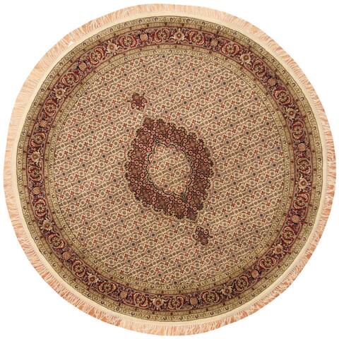 Handmade One-of-a-Kind Vegetable Dye Tabriz Wool Rug (India) - 7' x 7'