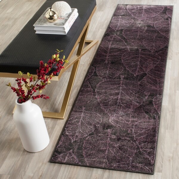Safavieh Vintage Charcoal/ Multi Botanical Distressed Silky Viscose Rug - 2'2" x 8' Runner