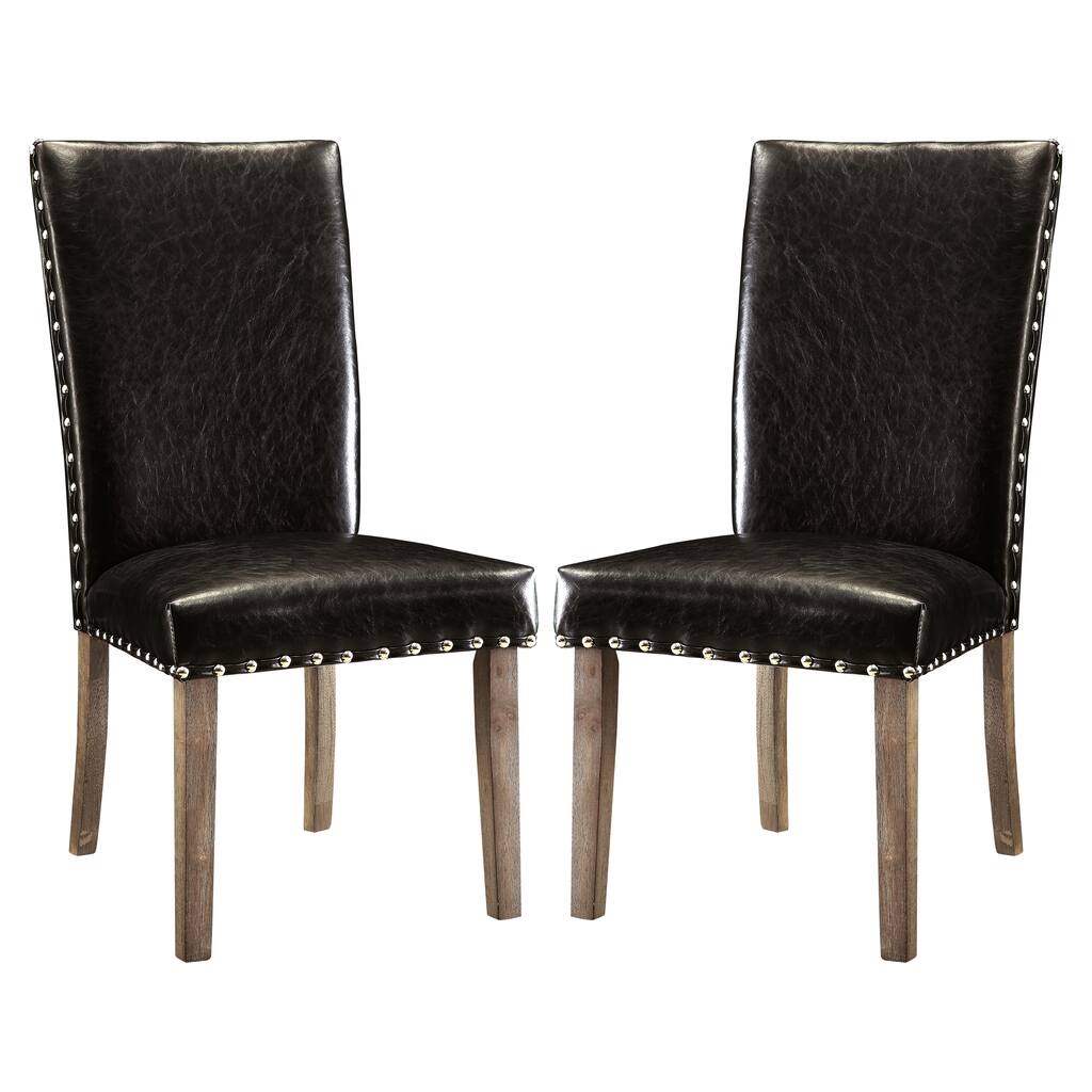 Eforea Black Parson Chair with Nail Head Trim (Set of 2)