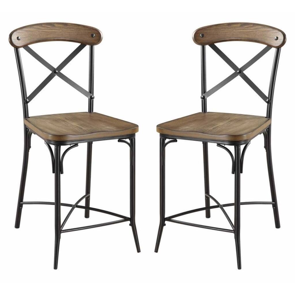 Olympia Cross-Back Design Two-tone Counter Stool (Set of 2)