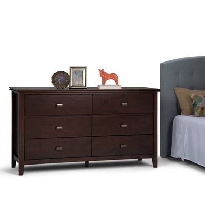 WYNDENHALL Stratford SOLID WOOD 60 inch Wide Contemporary Bedroom Dresser and Media Cabinet