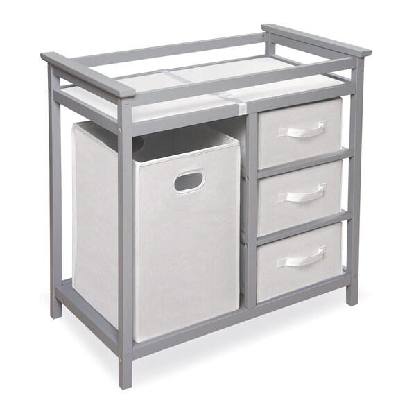 Badger Basket Grey Wood Modern Changing Table with Baskets and Hamper