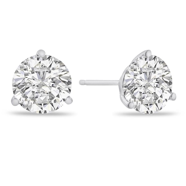 14K White Gold Natural Diamond Martini Stud Earrings