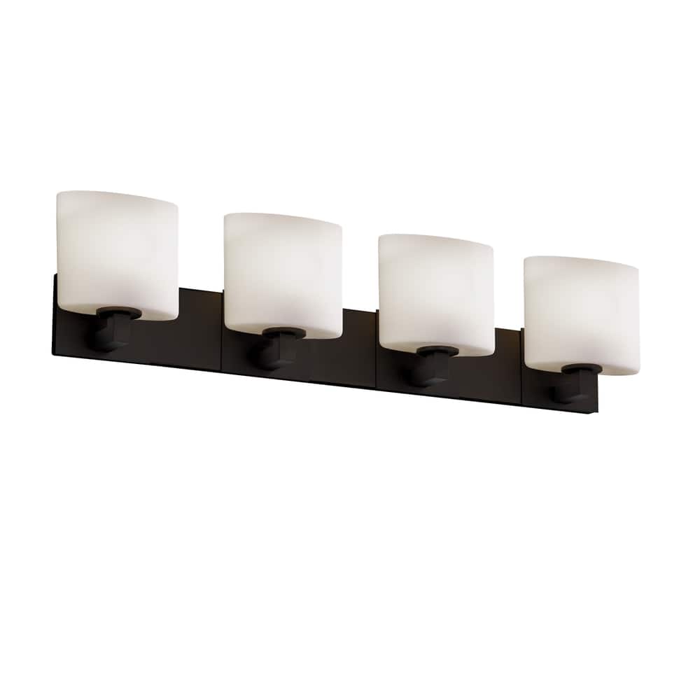 Justice Design Fusion Modular 4-light Dark Bronze Bath Bar, Opal Oval Shade